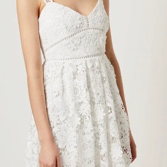 French Connection XS Alice Lace Strappy MIDI Dress In Satin Slipper White - Picture 1 of 10
